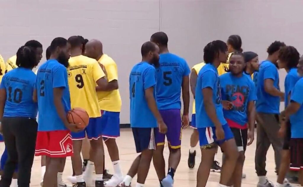 Peace Not Guns Memorial Basketball Game players